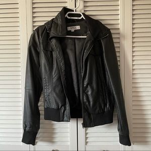 Black women faux leather jacket